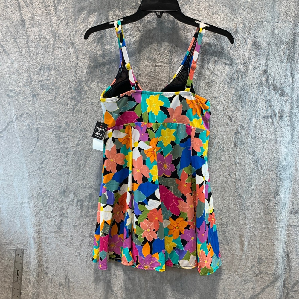 Swim Solutions Women Floral Print Swim Dress Multi Color One Piece Size 14 16687 - Picture 2 of 7